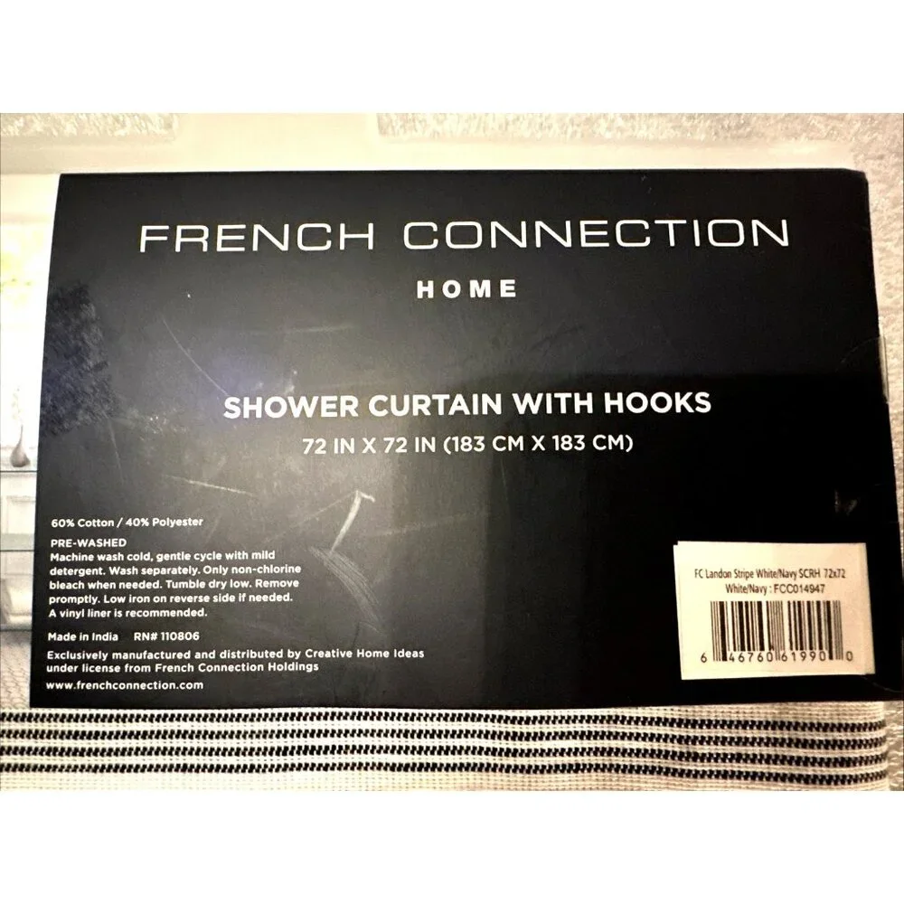 French Connection Home SHOWER CURTAIN With Hooks 72